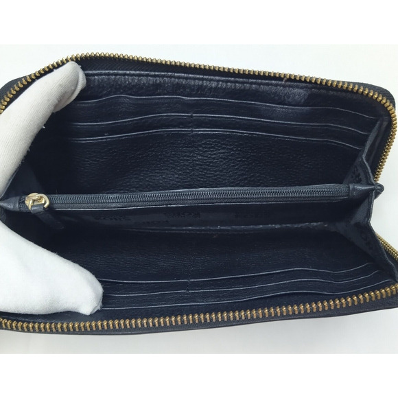 Michael Kors Black Leather Logo Zip Around Credit Card Long Wallet - Picture 8 of 16